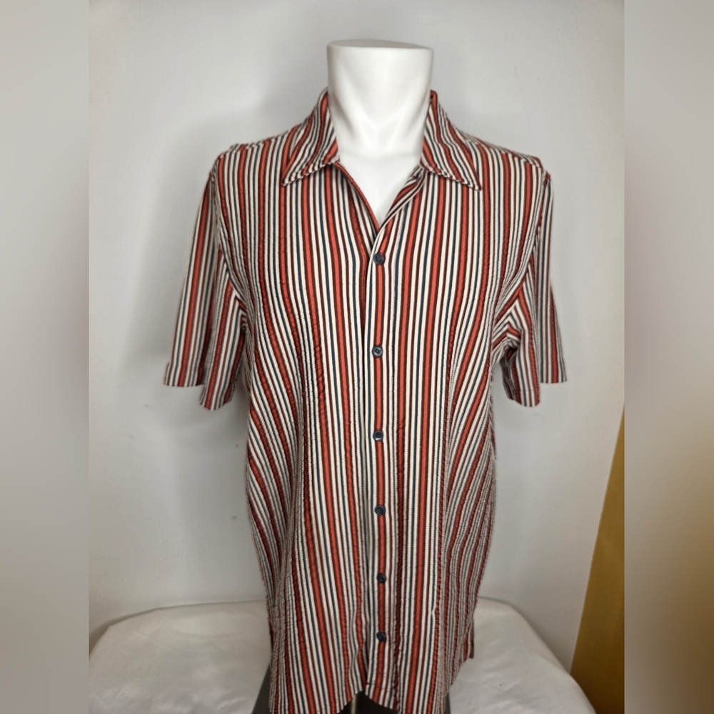 Kenneth Cole Size L Striped Button Up Shirt